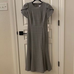 Calvin Klein black and white checkered dress.